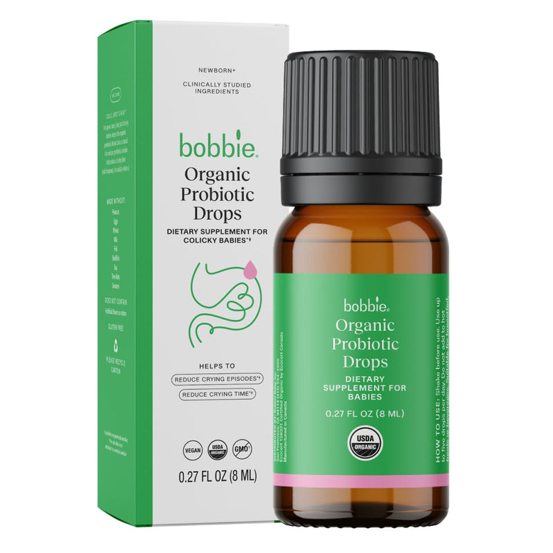 Bobbie Organic Baby Probiotic Drops, Daily Liquid Supplement, Fuss, Tears, Gut Health for Newborn Babies and Infants, Vegan, Infant-Friendly Formula, 1 Billion CFU, 0.27 fl oz - BeesActive Australia