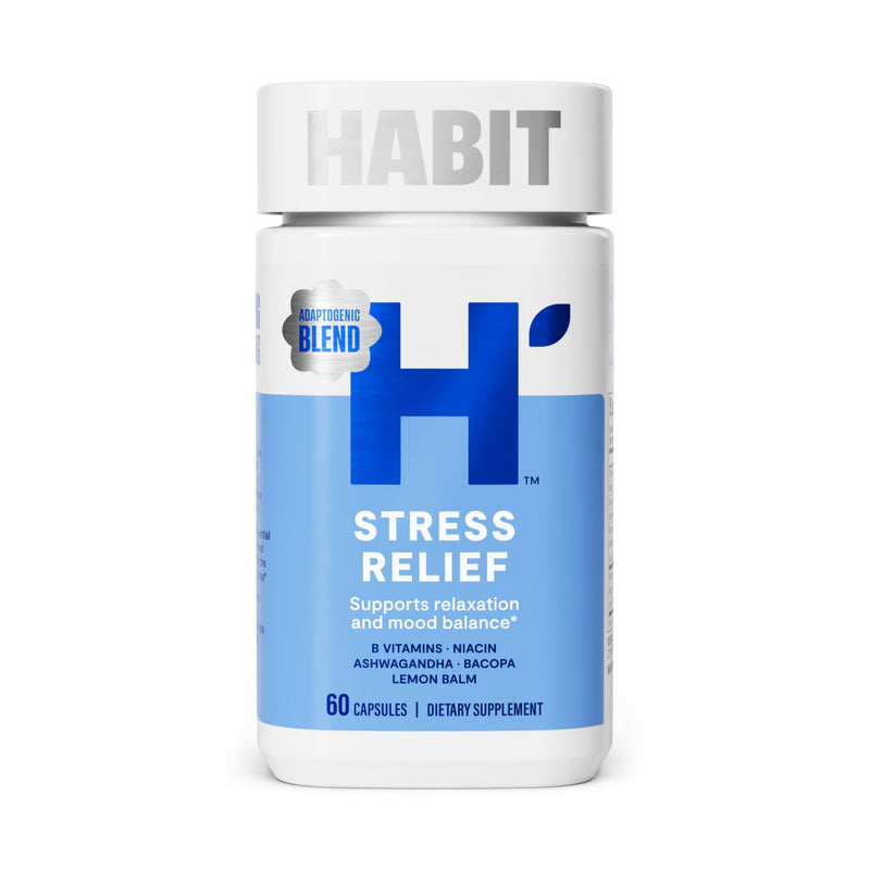 Habit Stress Relief Supplement (60 Capsules) - New Look, Supports Relaxation & Mood Balance, Vitamin B, Adaptogens, Lemon Balm, Calming, Vegan, Non-GMO (1 Pack) 1 Pack