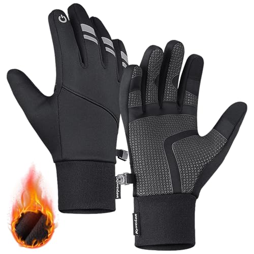 Winter Warm Gloves for Men Women - Windproof and Waterproof Thermal with Touchscreen Fingers for Cold Weather Outdoor Work, Cycling, Biking, Driving, Hiking, Running Black Large