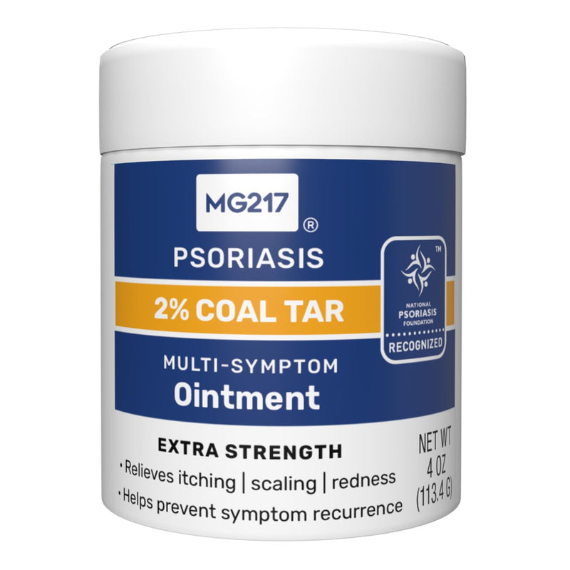 MG217 2% Coal Tar Ointment for Psoriasis, Extra Strength Multi Symptom Relief, Effectively Relieves Itching, Scaling, Redness, Vitamin A, D and E, 4 oz Jar - BeesActive Australia