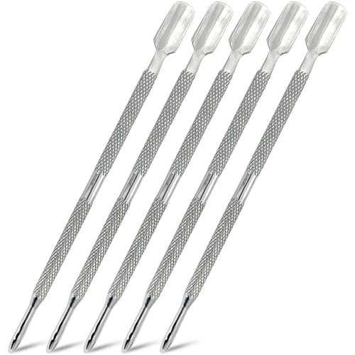 5-Piece Dual-Sided Cuticle Pusher Set - Professional Stainless Steel Manicure Pedicure Nail Care Tools