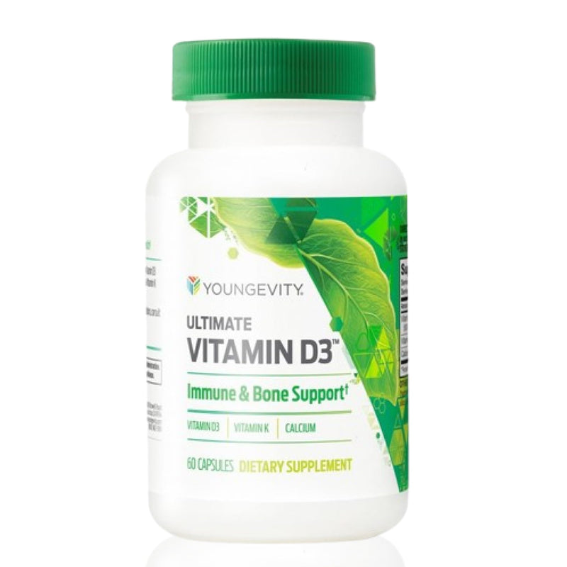 Youngevity High-Potency Vitamin D3 5000 IU with K2, Calcium, 60 Capsules | Vitamin D3 5000 IU, vitamin K2 and calcium, immune support, calcium absorption, bone density, joint support, 60 capsules