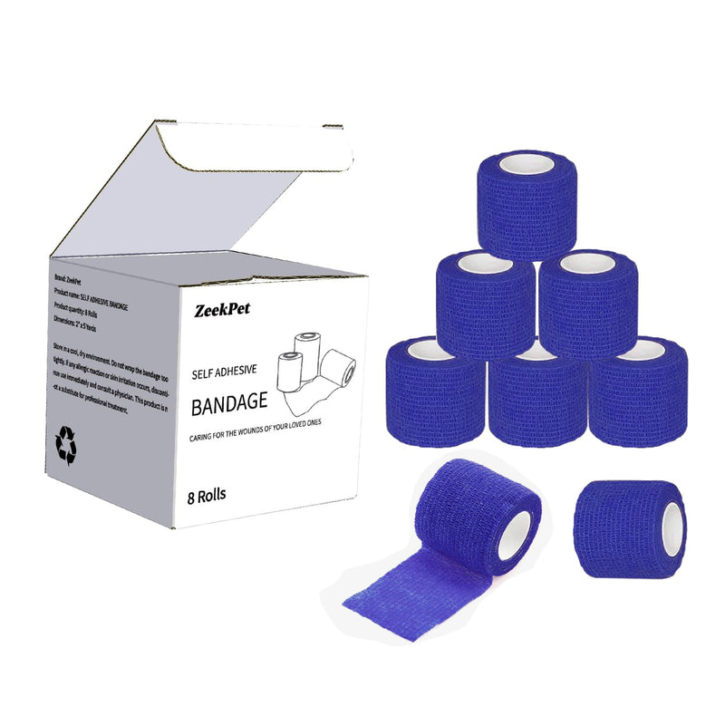 Self Adhesive Bandage Wrap-2 inches x 5 Yards(8 Pack) Self Adhering Bandage Wrap, Self Adherent Cohesive Wrap Bandages for Sports,for First Aid Tape,Sports Injuries (Dark Blue) - BeesActive Australia