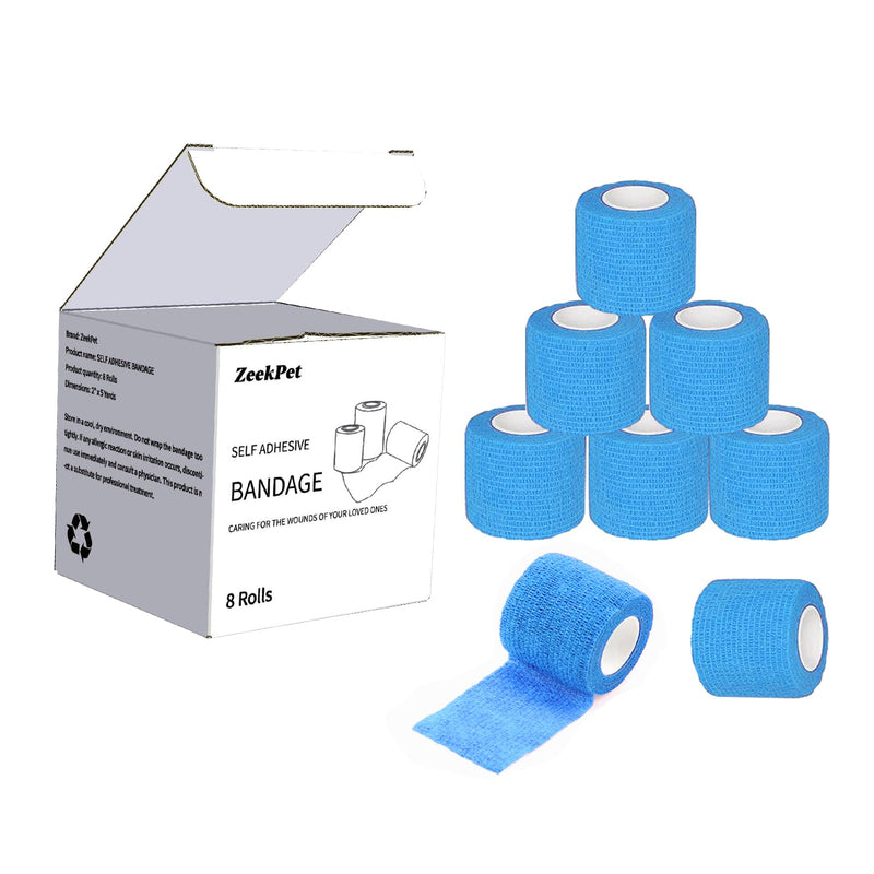 Self Adhesive Bandage Wrap-2 inches x 5 Yards(8 Pack) Self Adhering Bandage Wrap, Self Adherent Cohesive Wrap Bandages for Sports,for First Aid Tape,Sports Injuries (Light Blue) - BeesActive Australia