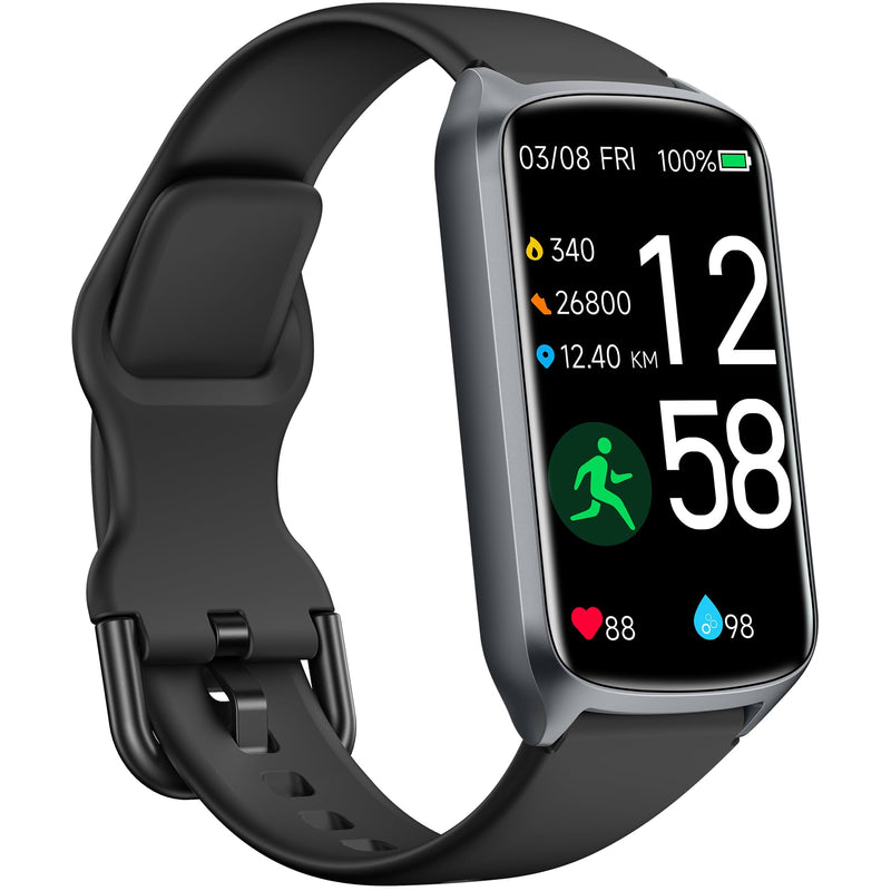 Health Fitness Tracker with 24/7 Heart Rate, Blood Oxygen, Blood Pressure, Sleep Tracker, 5ATM Waterproof Activity Trackers with Step Tracker, Pedometer (S & L Bands Included) Spaceblack