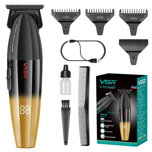 VGR 906 Cordless Hair Trimmer for Men with Zero-Gap T-Blade, Gold Black