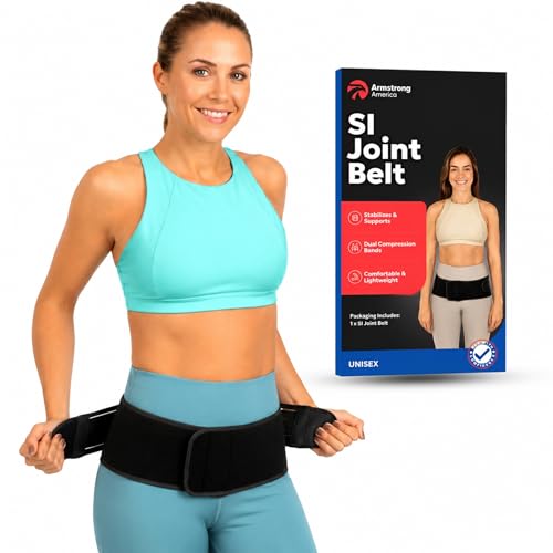 ARMSTRONG AMERICA SI Belt Sacroiliac Belt for Women and Men - SI Joint Belt, Sciatica Brace and Trochanteric Belt - Hip Support Brace for Pelvic Stability and Lower Back Support (XL 44"-53") XL (Hips 44" to 53")