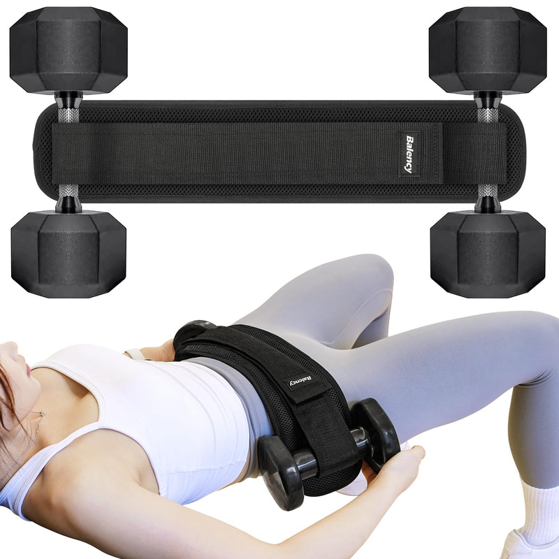 Hip Thrust Belt, Balency Hip Thrust Belt for Dumbbells Heavy, Booty Belt for Hip Thrust, Slip-Resistant Padding Hip Thrust Belt for Gym or Home Workouts, Hip Thrust Band for Dumbbell Kettlebell Plate Black