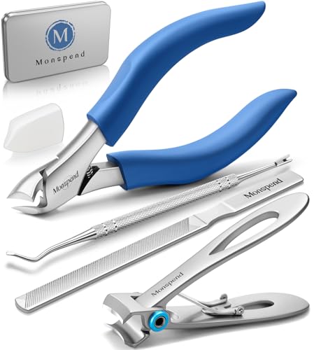 Nail Clippers Toenail Clippers for Seniors Thick Toenails, Heavy-Duty Toenail Clippers, Adult Thick Toenail Long Handle,Aluminum Storage Box (Blue)