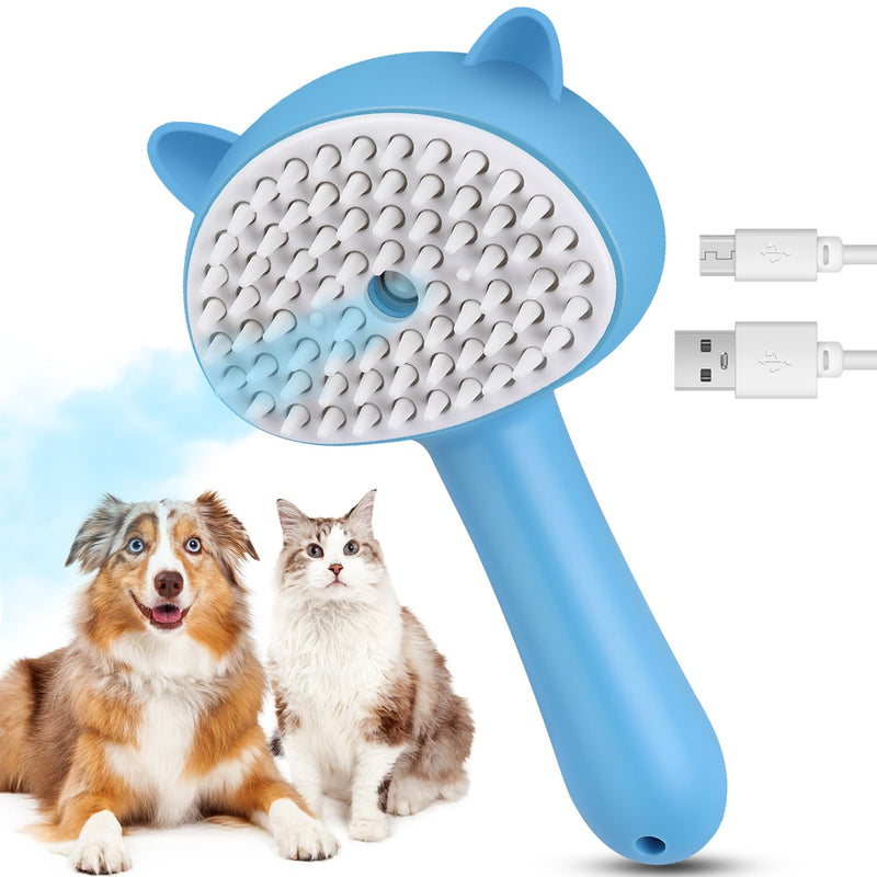 Cat Steam Brush, Cat Spray Brush for Shedding, Pet Steam Brush for Long & Short Haired Cats & Dogs, Spritz Defur Comb for Cats, Self-Cleaning Cat Hair Brush Removal Comb with Soft Bristles - BeesActive Australia