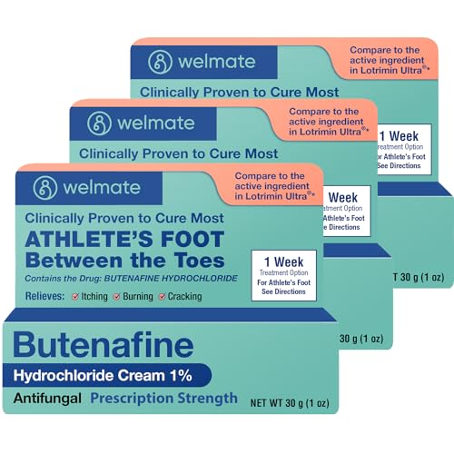 WELMATE Butenafine Hydrochloride 1% Antifungal Cream for Skin, 1 oz, 3pk 3 Pack