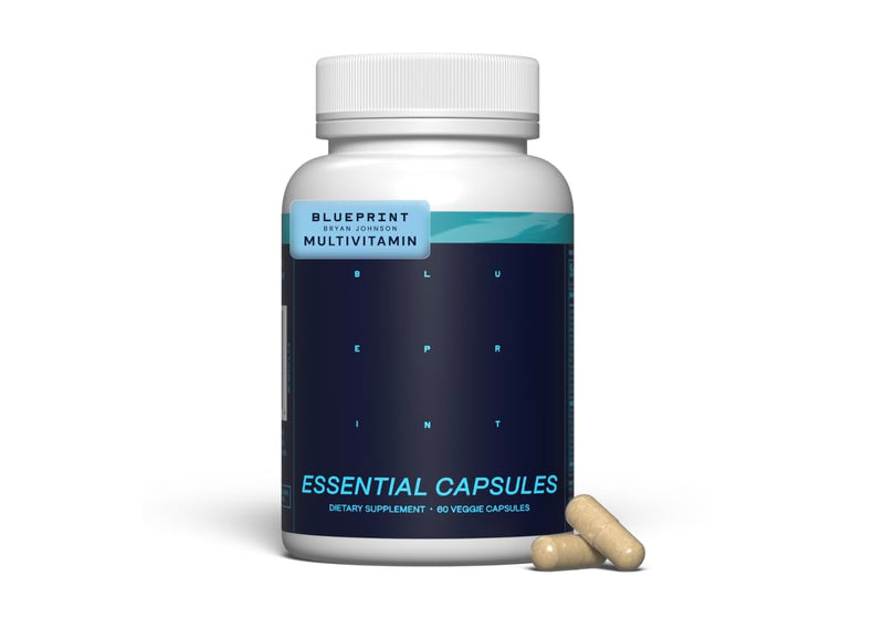 Blueprint Bryan Johnson Essential Capsules - Daily Multivitamin/Multimineral for Women and Men - Antioxidant Supplement with Calcium, Vitamin B1, Vitamin D, and Zinc - Vegan and Non GMO (30 Servings)