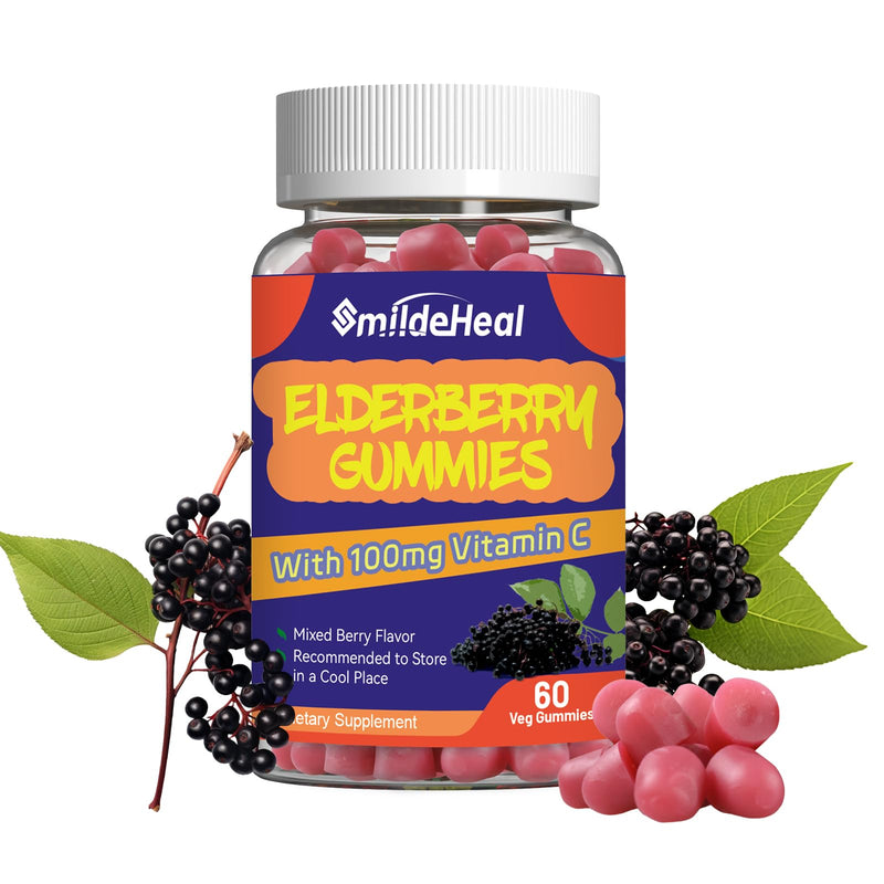 Elderberry Gummies 300mg, with Vitamin C and Zinc, 60 Count | Elderberry Gummies, Elderberry Extract 300mg, with Vitamin C and Zinc, Strawberry Flavor GummiesImmune Support, 60 Count 60 Count (Pack of 1)