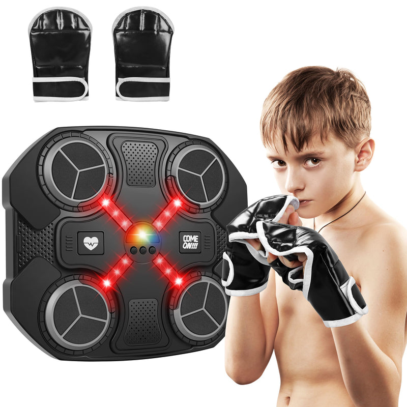 Music Boxing Machine Sport Toys for Kids and Adults,Wall Mounted Bluetooth Smart Punching Target,Training Pad Toy with Boxing Glove,Ideas Toys for Boys Girls Kids 3 4 5 6 7 8 9 10 11 12+ Years Old Black S