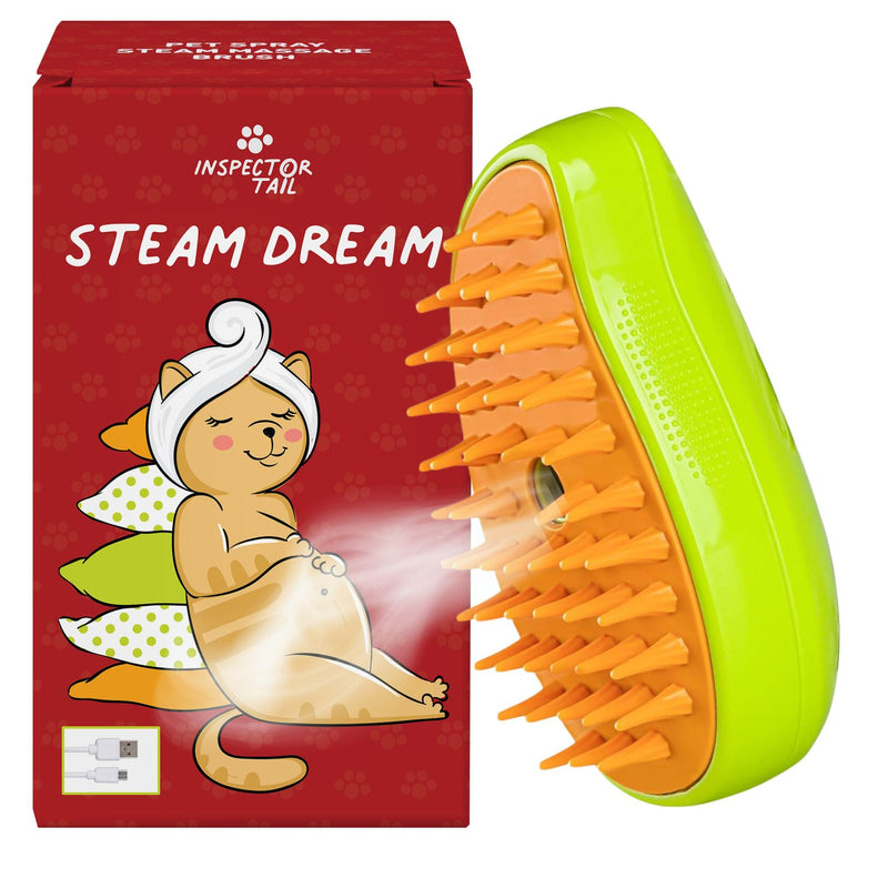 Cat Steam Brush for Shedding Massage & Dirt Removes Loose Tangled & Static Fur | Short & Long Haired Pet | Misting Water 3 in 1 Grooming Comb w Soft Bristles | Self Cleaning Dog Spray & Steamy Brush - BeesActive Australia