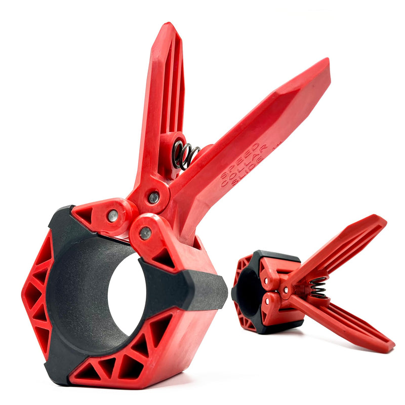 Next Gen Barbell Clips for crossfitters, Max Weight Capacity, Optimized Bar Locks for Olympic & Power Lifting (Red, Set of 2 Clamps)