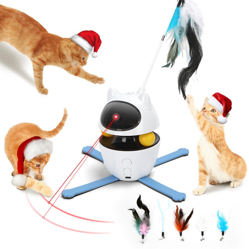 Nobleza 3-in-1 Cat Laser Toy with Feather Trackball, Rechargeable Pet Interactive Pointer Red Light Game, 3 Modes Random Trajectory Motion Activated Boredom Buster for Cat Self Play Home Indoor - BeesActive Australia