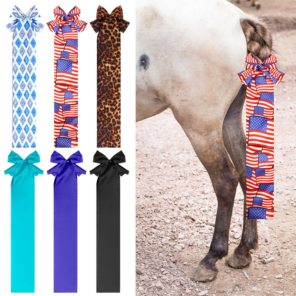 6 Pcs Horse Tail Bag Breathable Horse Tail Guard Slip on Horse Tail Wrap 2 Strand Closure Straps Horse Grooming Supplies to Keep Tail from Dirt Breakage Rubbing 6 Designs (Modern Style) Modern Style