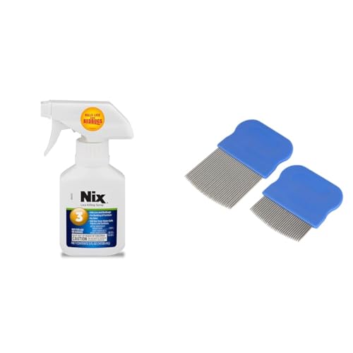 Nix Lice & Bedbug Killing Spray for Home, Bedding & Furniture and Ezy Dose Kids Lice and Eggs Comb Pack of 2 (Short/Long)
