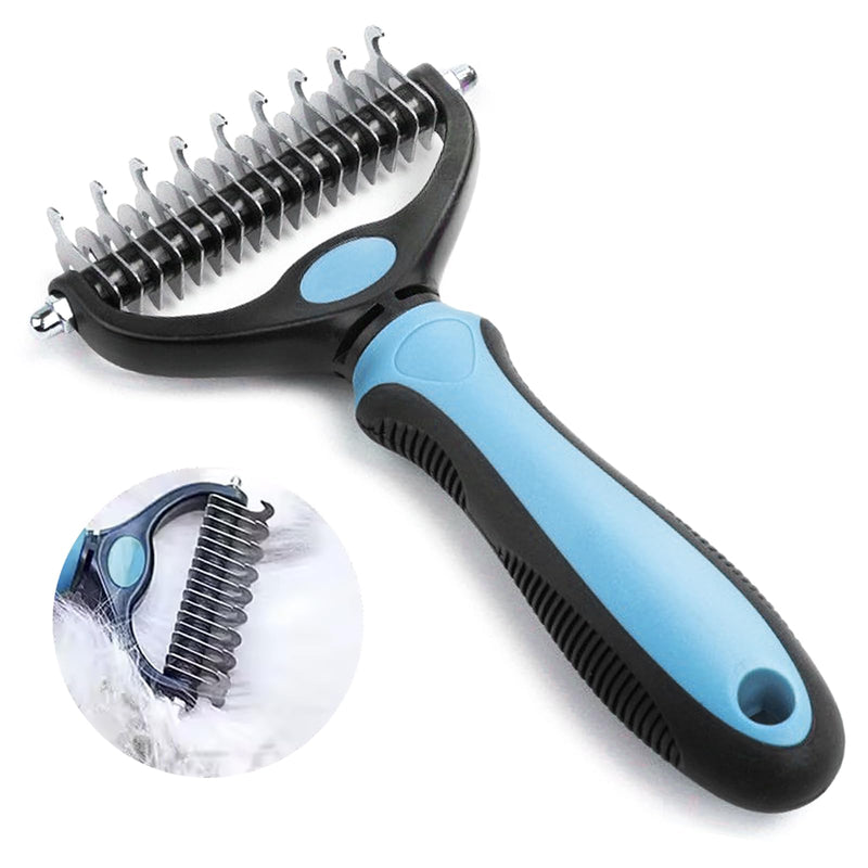 Cat Brush Dog Brush for Shedding,Pet Grooming Brush,Dematting Deshedding Brush Dogs Shedding Tool for Long matted Haired Pets,Dogs &Cats-Safe and Effective Dematting Comb, Large, blue