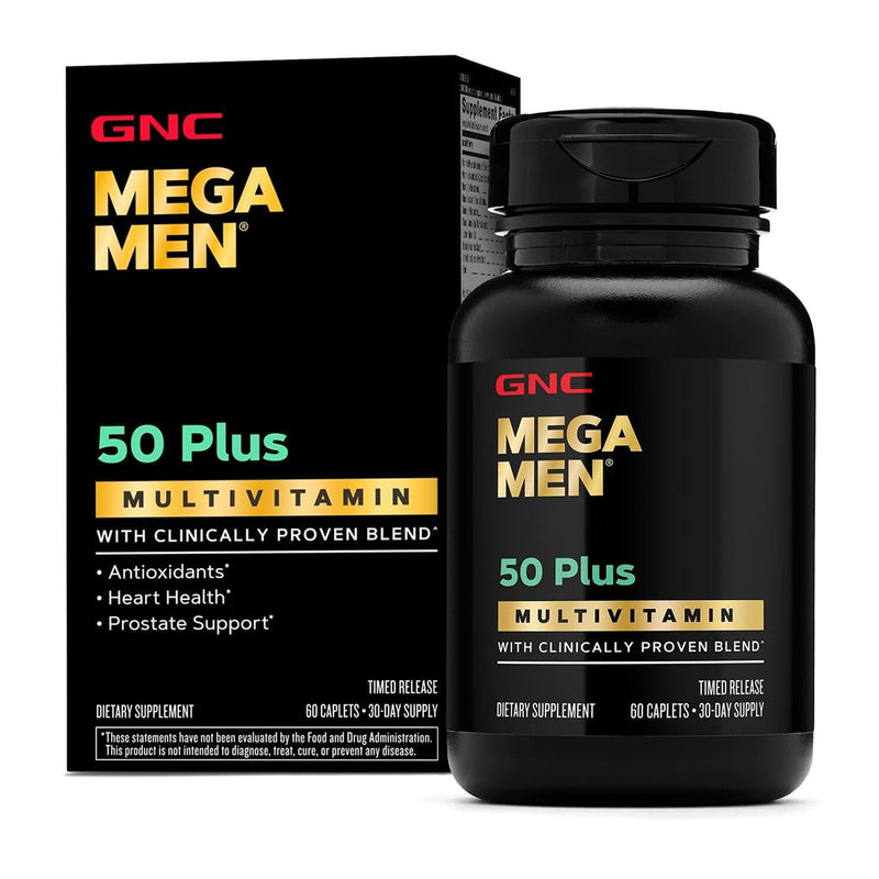 GNC Mega Men 50 Plus Multivitamin for Men, Heart & Prostate, 60 Count | Clinically Studied Antioxidant Formula Supports Heart Health, Prostate Health, and Protection Against Free Radicals 60 Count (Pack of 1)