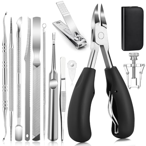 Modacraft 11-Piece Toenail Care Kit - Effective Ingrown Toenail Treatment with Toenail Clippers for Thick Toenails, Corrector & Other Pedicure Tools for Feet and Hand 11Pcs/set Ingrown Toenail Tools Kit