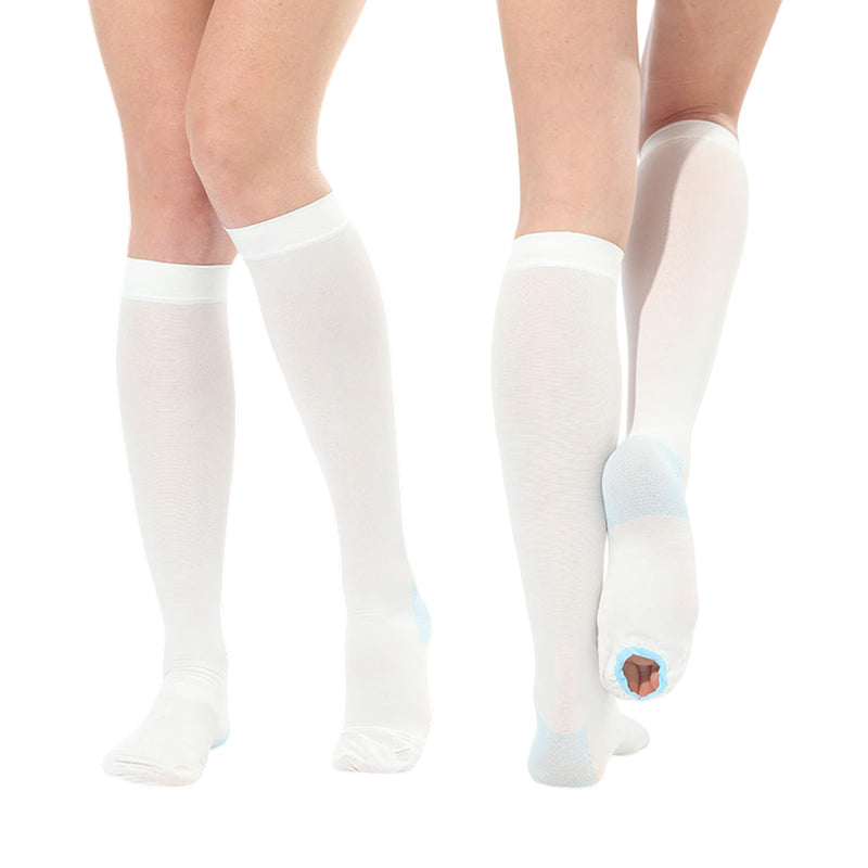 2Pairs Ted Hose Compression Stockings for Women and Men, Anti Embolism Compression Stockings, Surgical Compression Stocking, 15-20 mmHg Compression TED Hose with Inspect Toe Hole XL Knee High - BeesActive Australia