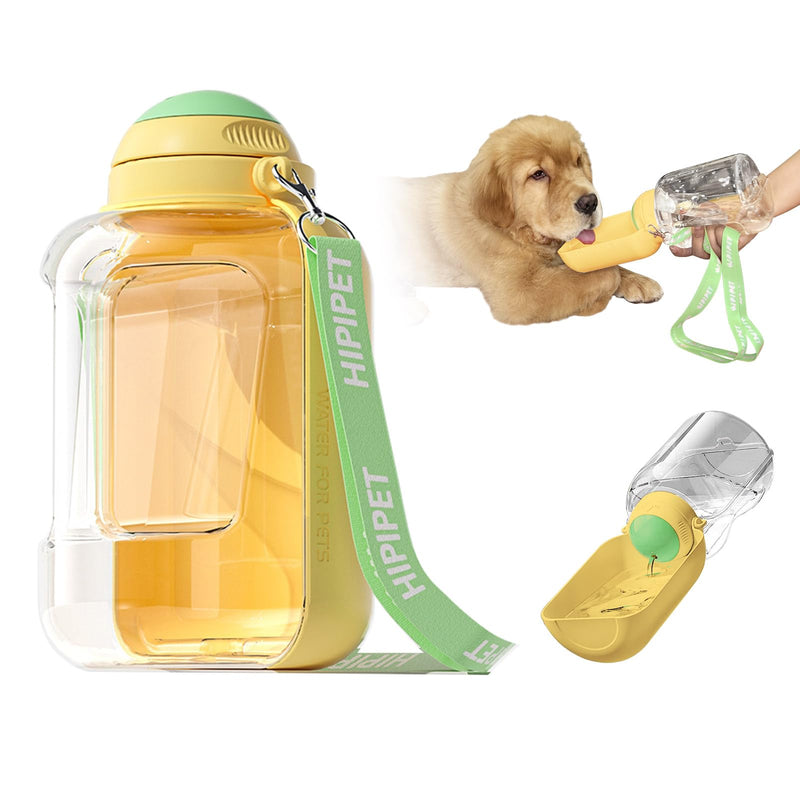 33-50oz Resin Portable Dog Water Bottle with Folded Water Bowl for Large Dogs, Large Capacity and Leak-Proof with Shoulder Strap. Essential for Dog Hiking, Camping, Walking. (Yellow, 50oz) Yellow - BeesActive Australia
