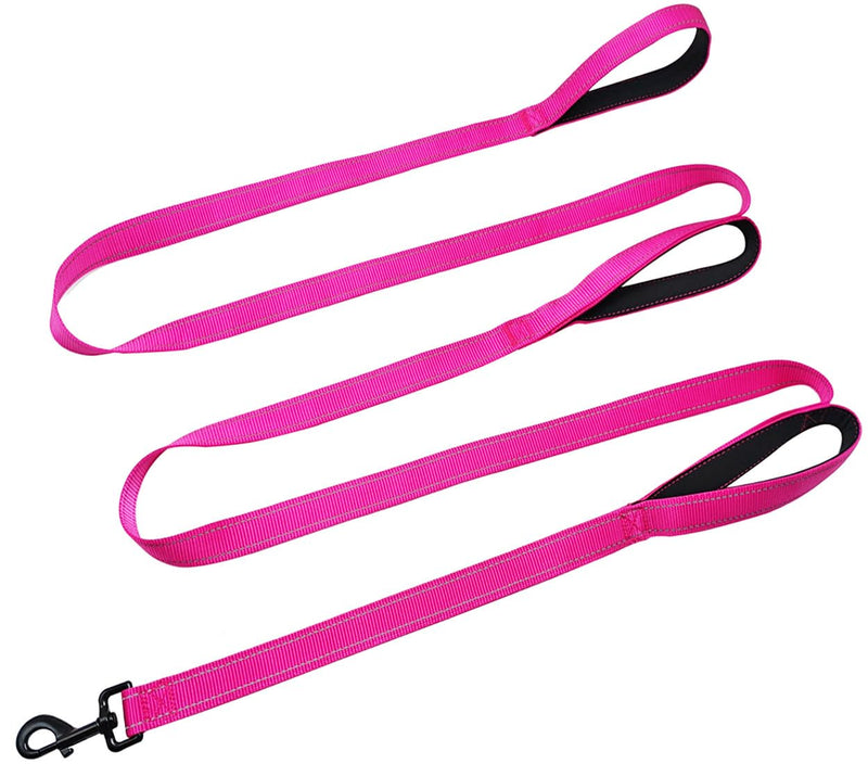 3 Handle Dog Leash, 10FT Triple Handle Dog Leash Reflective Stitching, Three Padded Traffic Handles, Heavy Duty Dog Leash, Training Dog Lead for Control and Safety Pink - BeesActive Australia
