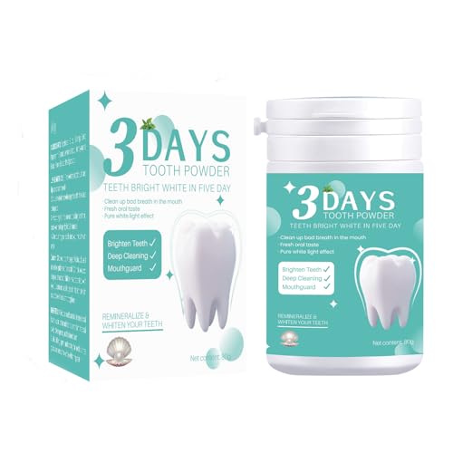 3 Days Tooth Powder Teeth Whitening Mint Tooth Cleaning Powder Remineralizing Tooth Powder Tooth Stain Remover and Polisher Toothpaste Pearl Power/Mint Flavor 2.82 Ounce (Pack of 1)