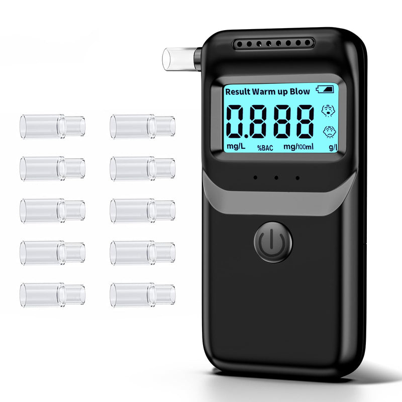 Breathalyzer,Portable Breathalyzer for Alcohol Tests Fast-High-Accuracy Alcohol Breathalyzer Tester with LCD Display and 10Pcs Reusable Mouthpieces for Personal&Professional Use - BeesActive Australia
