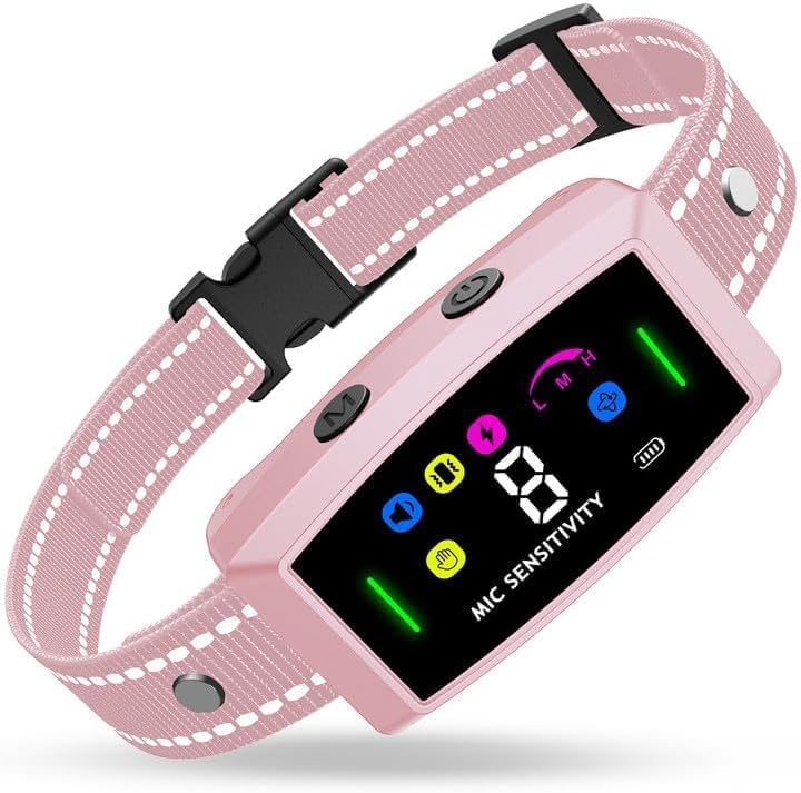 2024 AI Dog Bark Collar Sets for Large Small Medium Dogs Waterproof | 2in1 No Shock/Safe Shock Barking Collar with 3 Adjustable Shock Mode |IP68 Waterproof Rechargeable Anti Bark Devic Pink - BeesActive Australia