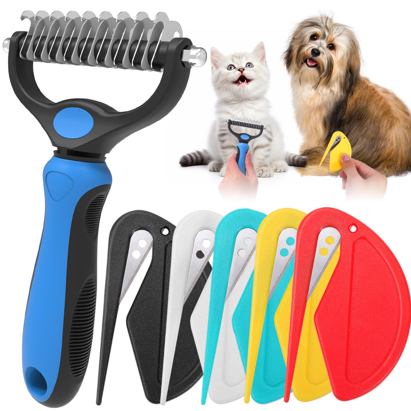 Pet Grooming Brush and Knotting Comb Tools,2024 Multifunctional Pet Shedding Comb for Removing Tangled and Loose Hair,Dematting Deshedding Undercoat Rake for Dogs/Cats Grooming Supplies,6 Pcs 6 pcs - BeesActive Australia
