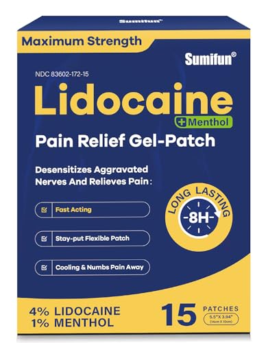 Sumifun 4% Lidocaine Patches Plus 1% Menthol 15 Counts(Pack of 1) Large 15.0
