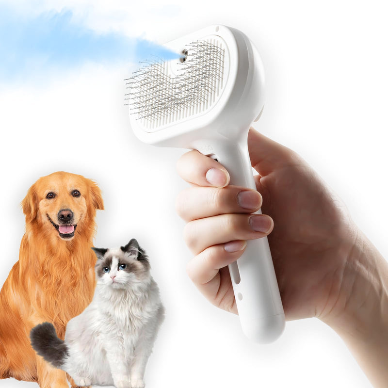 Pet Steam Brush for Shedding, Short & Long Hair Cat Grooming, Dog Steamy Self Cleaning Spray Brush with Release Button, Anti-Static Mist Hair Comb With Steel Bristles Pet Supplies - BeesActive Australia