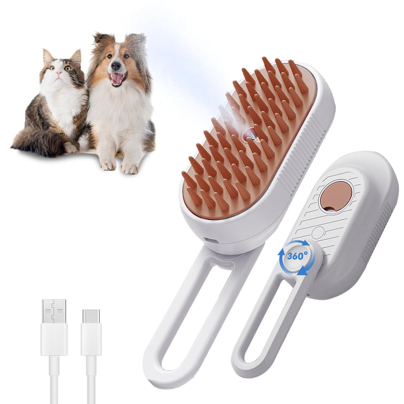 Cat Steam Brush for Shedding, 3 in 1 Dog Steamy Brush Cleanser with Foldable Handle, Pet Spa Brush for Cats Dogs, Spritz Defur Comb for Cats, Steam Brush for Cats, Pet Spray Hair Removal Comb - BeesActive Australia