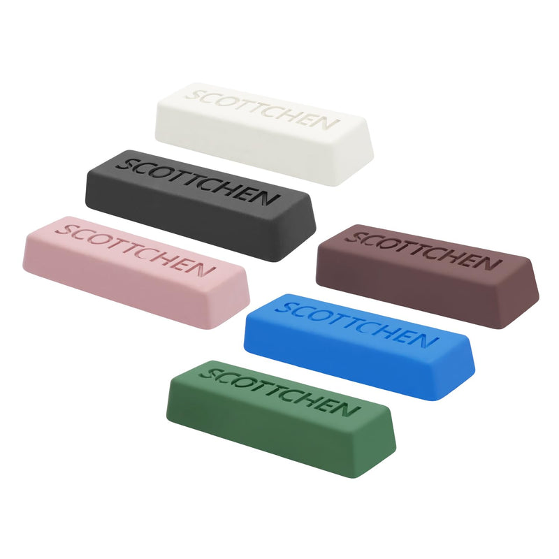 SCOTTCHEN Buffing Polishing Cutting Compounds 16 Oz.Kit-for Stainless Steel Aluminum Jewelry,Black White Purple Brown Blue Green,from Course to Fine - 6 Pcs 16 Oz-Mixed