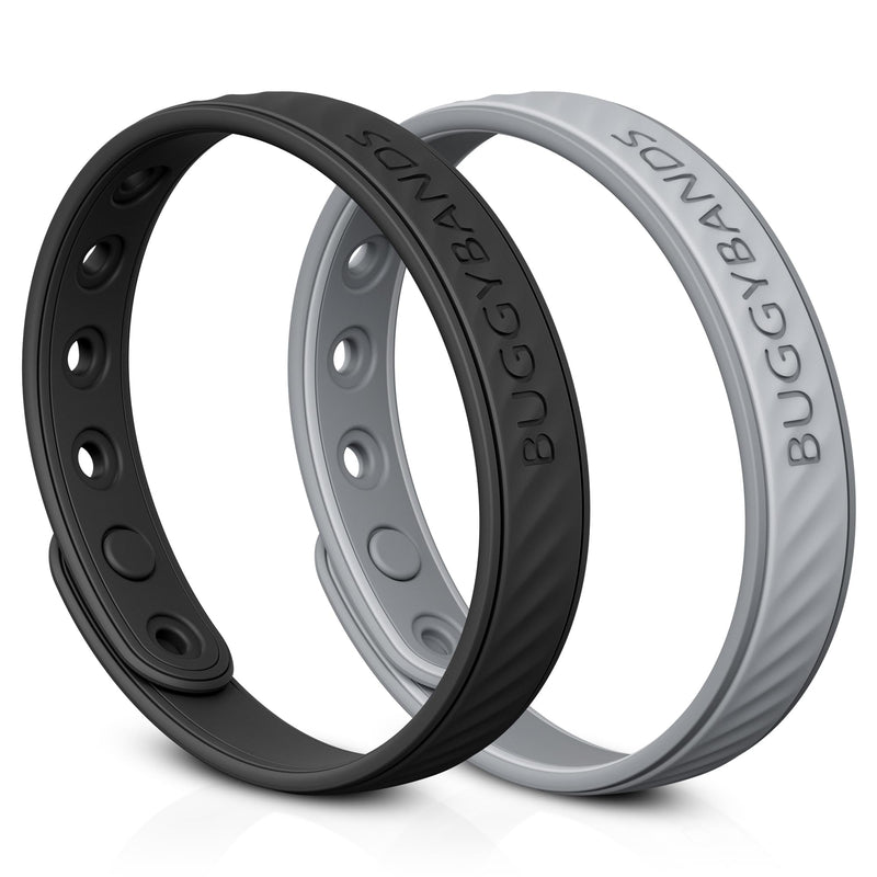 Mosquito Repellent Bracelets, 2 Pack Silicone Mosquito Repellent Bands with DEET Free, Natural & Waterproof Bug Wristbands for Kids and Adults, Outdoor Traveling Protection (Black&Grey) - BeesActive Australia