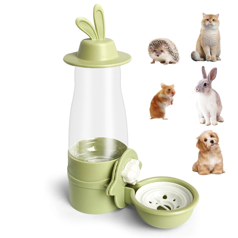 Guinea Pig Water Bottle Hanging Rabbit Water Dispenser 600 ml Dog crate water bowl no spill Detachable Gravity Pet Water Bottles for Dogs Cats Chinchilla Hedgehog Hamster Green Pink - BeesActive Australia