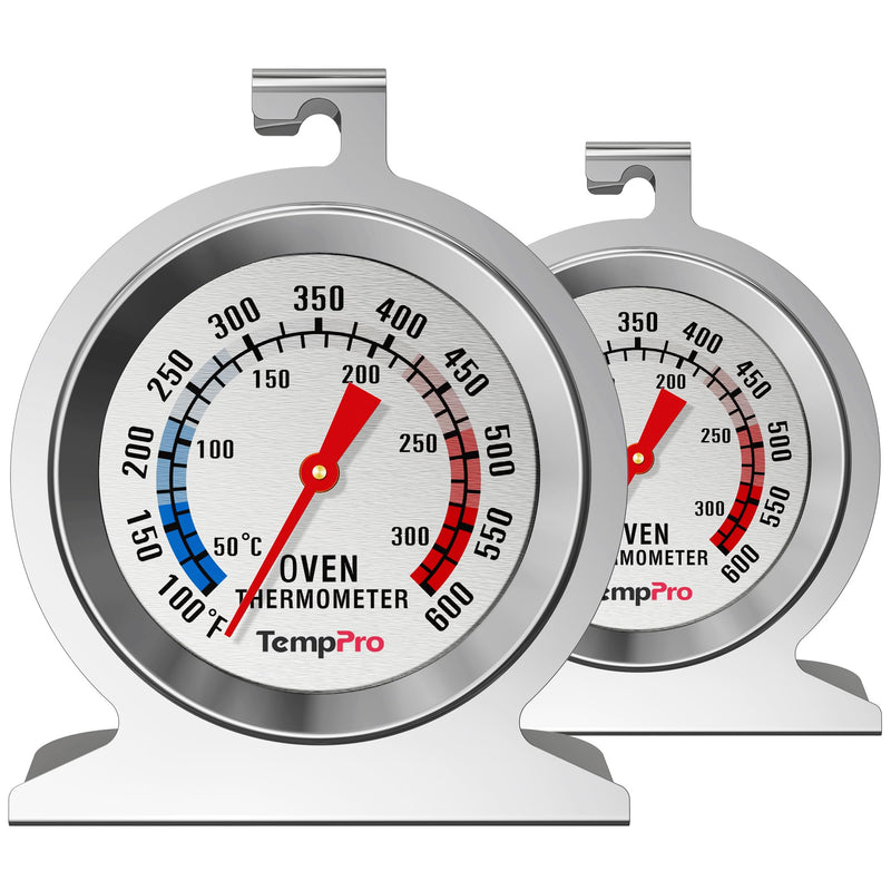 TempPro 2-Pack Oven Thermometer for Gas Oven, 50-300°C/100-600°F Smoker Temperature Gauge with 431 Stainless Steel, Analog Instant Read Cooking Thermometer (Previously ThermoPro) - BeesActive Australia