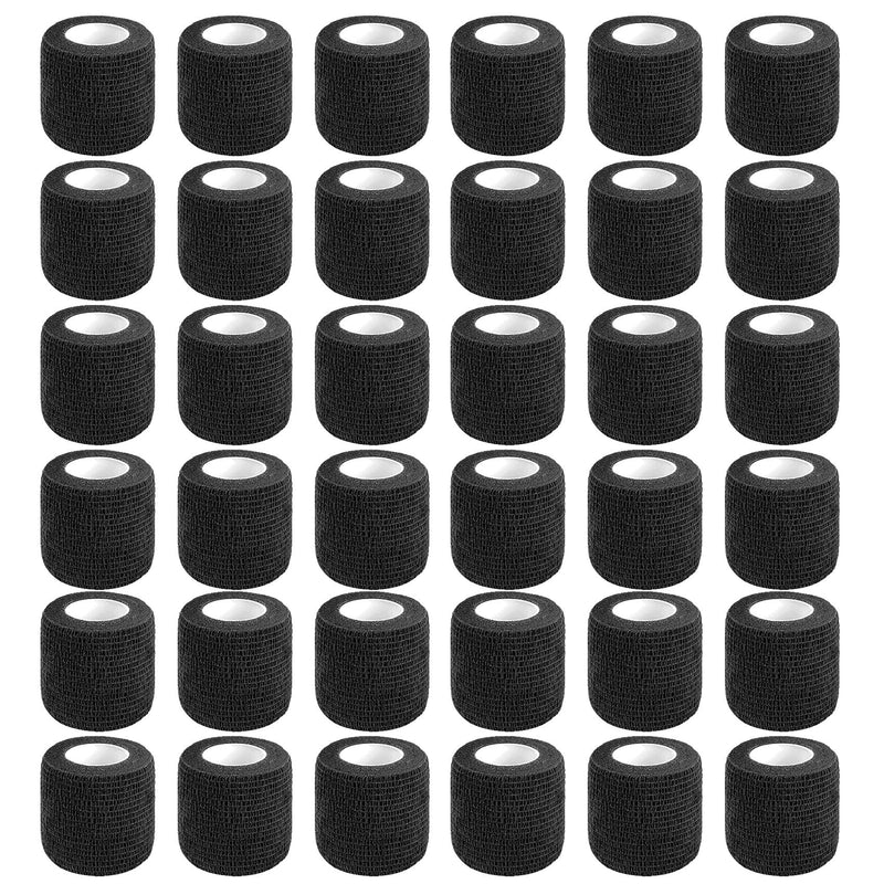 Lucy DM 36 PCS Self Adhesive Bandage Wrap 2" X 5 Yards Elastic Cohesive Bandage Wrap Bandage Wrap Rolls Elastic Self-Adherent Tape for Stretch Athletic, Sports, Wrist, Ankle (Black) Black - BeesActive Australia