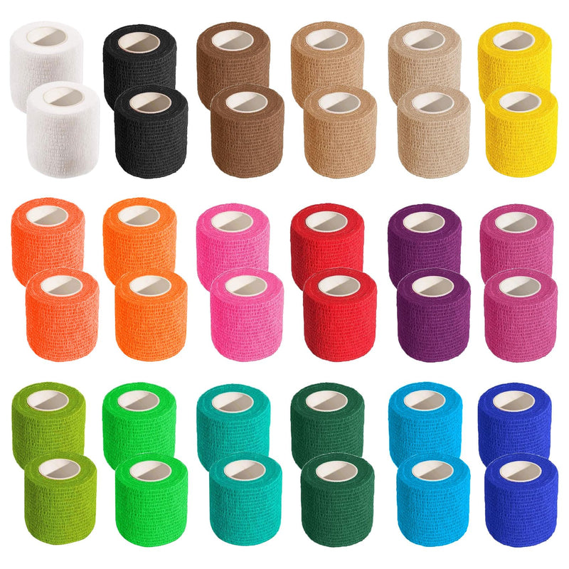 36 PCS Self Adhesive Bandage Wrap 2" X 5 Yards Elastic Cohesive Bandage Wrap Bandage Wrap Rolls Elastic Self-Adherent Tape for Stretch Athletic, Sports, Wrist, Ankle Multicolor - BeesActive Australia