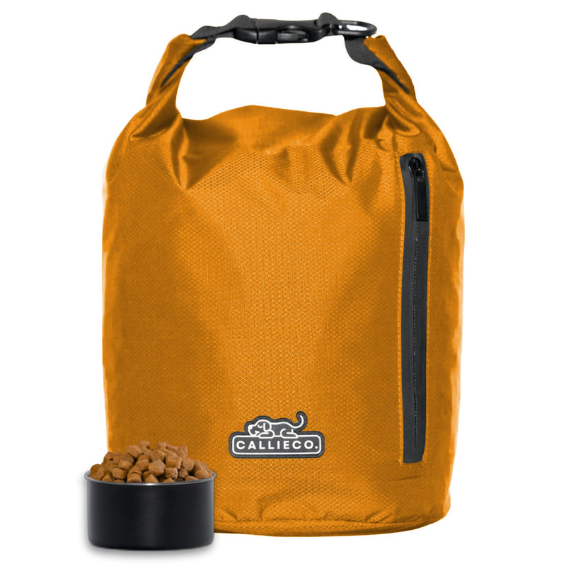 Dog Food Travel Bag w/ 1 Cup Scoop and Zipper Side Pocket | Waterproof Kibble Storage Container for Home, Road Trips, Camping, Boarding and More (Orange, 32 Cups) Orange - BeesActive Australia