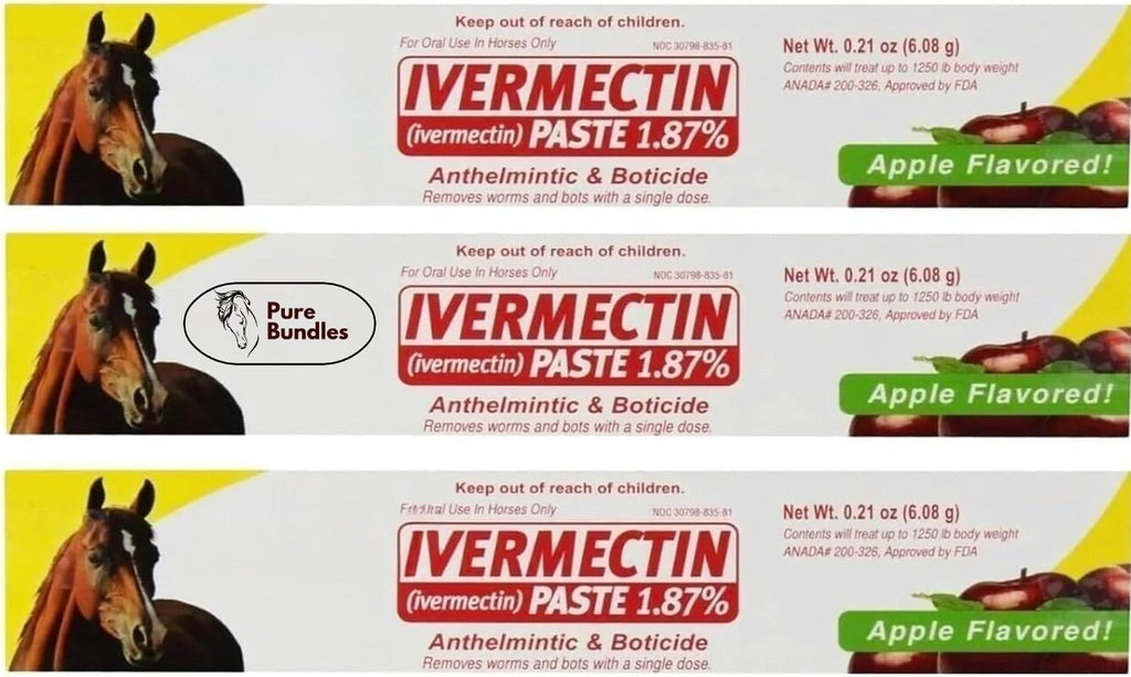 Ivermectin Horse Wormer Paste - 6.08 Grams (3 Pack) + Sticker Included