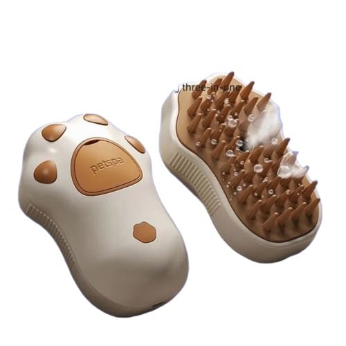 Pet Grooming Brush with Steam for Cats and Small dogs, a grooming comb with soft bristlles, Scented spray reservoir, Silicone bristles for a Massage effect, Hair Cleaning Tool. (Chocolate brown)