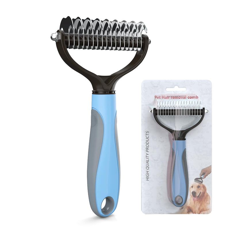 Pet Grooming Brush, Double Sided Deshedding for Dogs & Cats, Skin Friendly Grooming Dog Brush, Pet Shedding Brush,Undercoat Rake for dogs Grooming Supplies, Reduce Shedding by 98%,Blue,Extra Wide Blue Large - BeesActive Australia