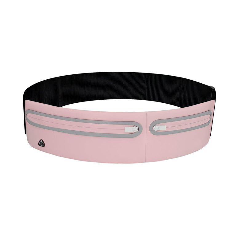 Slim Running Belt with 2 Pockets for Phone, Adjustable Waist Belt Bag for Women/Men,Ultra Light Adult Fanny Pack, Waist Pack for Running Hiking Yoga Travel Cycling, Pink