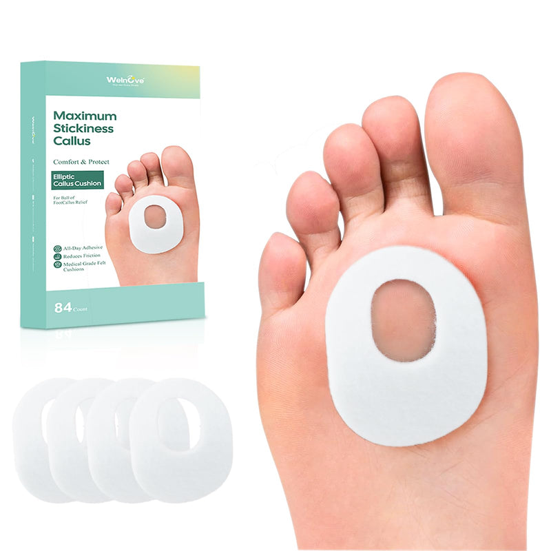 Welnove 84pcs Callus Pad with Water-Resistant Self-Stick Adhesive, Protects Foot, Heel and Toes from Rubbing and Friction,Oval Shape Design,Reduce Pressure and Friction from Shoes Rubbing-White White - BeesActive Australia