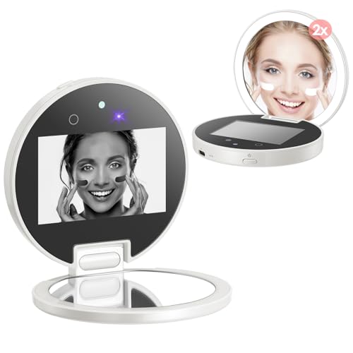 UV Camera for Sunscreen Test with 2X Magnifying Vanity Mirror 3.8 Inch White