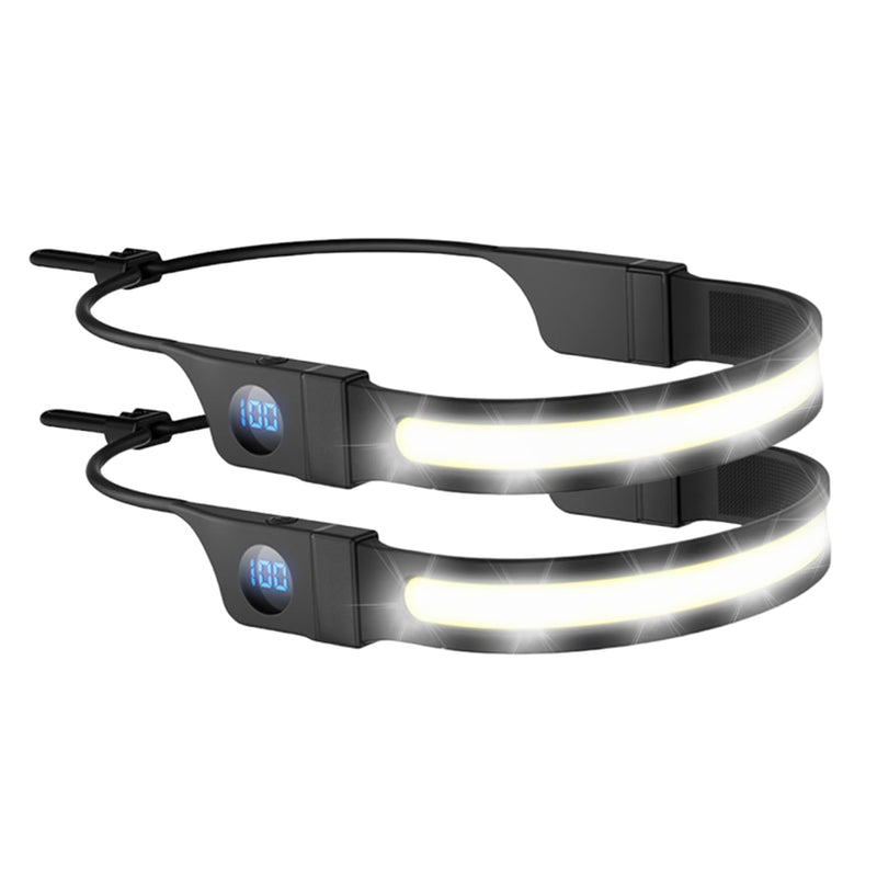 LED Headlamp Flashlight, High Lumens 230° Broadbeam Headlight, USB Rechargeable Head Lamp with Digital Power Display, Lightweight Waterproof Headlamps for Camping Running Hiking, Flexible Silicone pack of 2